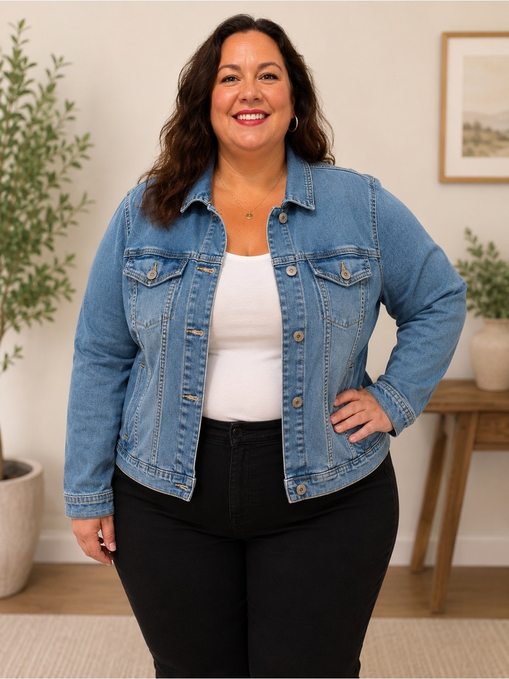 Classic Light Blue Denim Jean Jacket - Women's